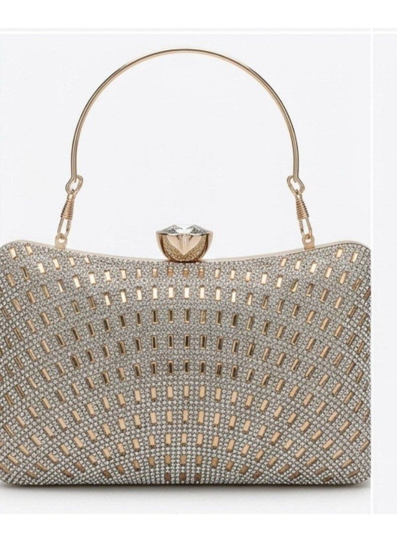 Women's handbag and crossbody bag adorned with sparkling crystal rhinestones and sequins; a perfect handbag for weddings and proms. - Image 1