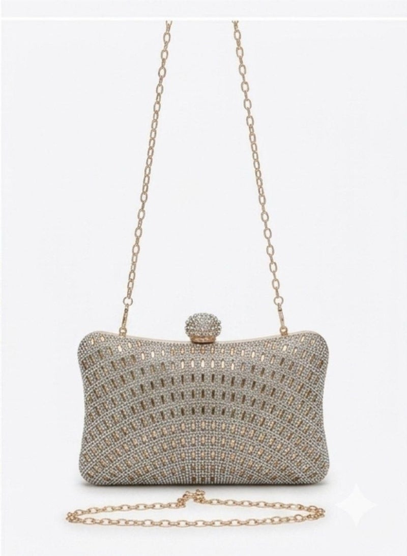 Women's handbag and crossbody bag adorned with sparkling crystal rhinestones and sequins; a perfect handbag for weddings and proms. - Image 4