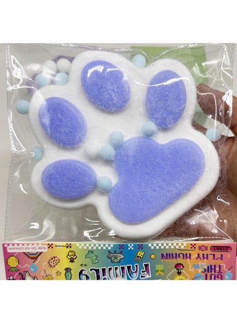 Titata Taba Giant Paw Squishy for Kids Adults, Big Furry Cat Paw Squishy Toys for Stress Relief, Super Soft Squeeze Fidget Toys (White&Blue)