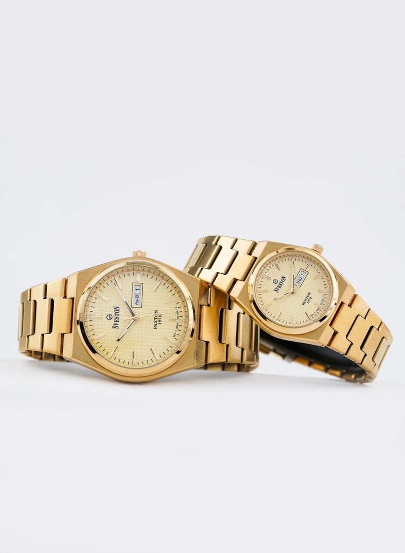 Sveston Paxton Analog Quartz Gold Stainless Steel Couple Set Watch SV 7536  - Image 2