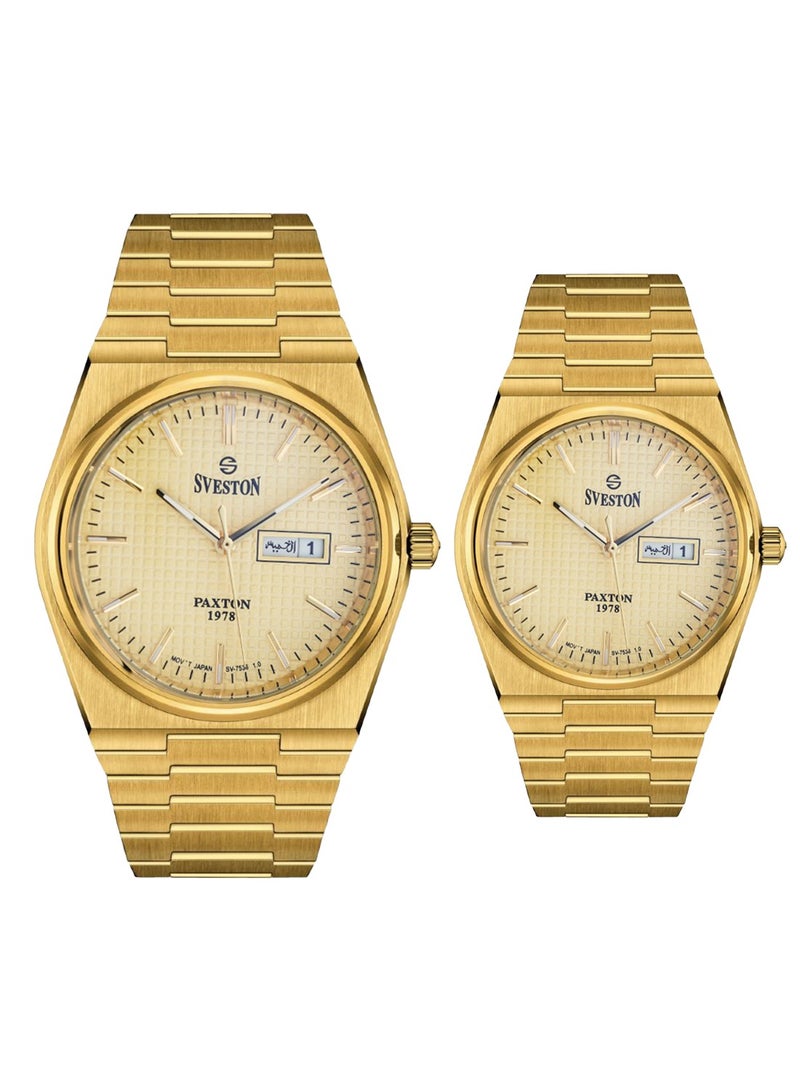 Sveston Paxton Analog Quartz Gold Stainless Steel Couple Set Watch SV 7536  - Image 1
