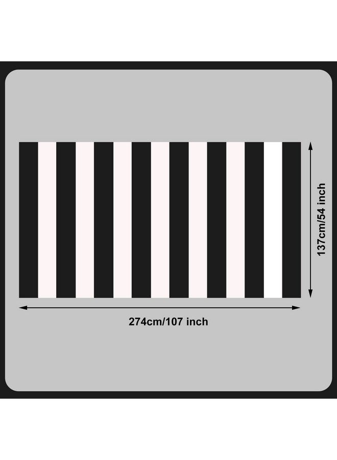peony man 2 Pieces Black and White Striped Tablecloth Plastic Stripe Table Cover Waterproof Rectangle Tablecloth for Holiday Party Picnic Decoration - Image 2