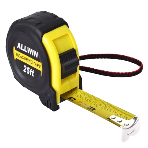 Allwin Tape Measure 25 Ft - Metal Retractable Tape Measure with Fractions, Easy Read, 1-inch Wide X 25 Foot - Image 1