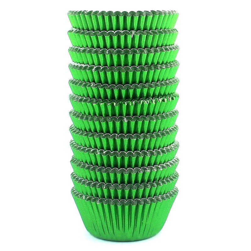 Eoonfirst Mini Foil Cupcake Liners Christmas Days Muffin Paper Baking Cups 300 Pcs Green