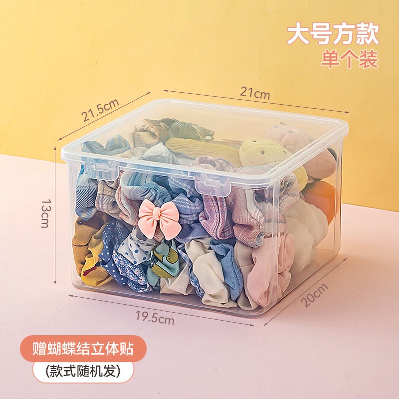 Childrens Hair Accessories Storage Box Desktop Girls Rubber Band Hair Rope Hairpin Hairpin Hairpin Sorting Hairband Headband Transparent Jewelry Box Large Square 1 Pack - Image 1