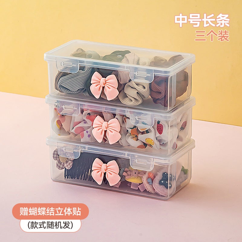 Childrens Hair Accessories Storage Box Desktop Girls Rubber Band Hair Rope Hairpin Hairpin Hairpin Sorting Hairband Headband Transparent Jewelry Box Large Square 1 Pack - Image 3