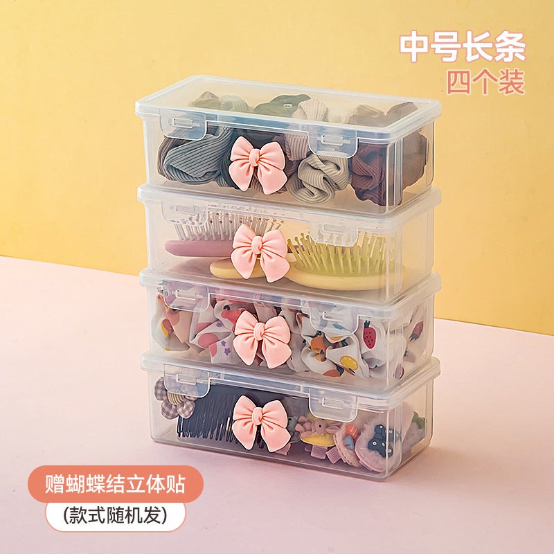 Childrens Hair Accessories Storage Box Desktop Girls Rubber Band Hair Rope Hairpin Hairpin Hairpin Sorting Hairband Headband Transparent Jewelry Box Large Square 1 Pack - Image 2