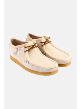 clarks Men Wallabee Standard Fit Lace Up Casual Shoes, Off White  - Image 1
