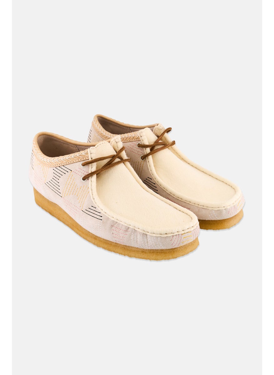 clarks Men Wallabee Standard Fit Lace Up Casual Shoes, Off White  - Image 1