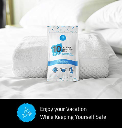pH Advantage All-in-One Personal Protection Kits to GO - 10 Pack - With Plastic Gloves, Hand Cleansing Wipes, Disposable Face Mask - Image 5