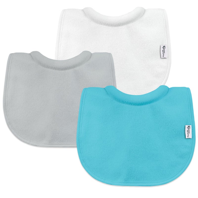 green sprouts Staydry Milk Catcher Bibs 3 Pack Collar absorbs milk to prevent rashes Waterproof inner layer Absorbent terry cotton Machine washable