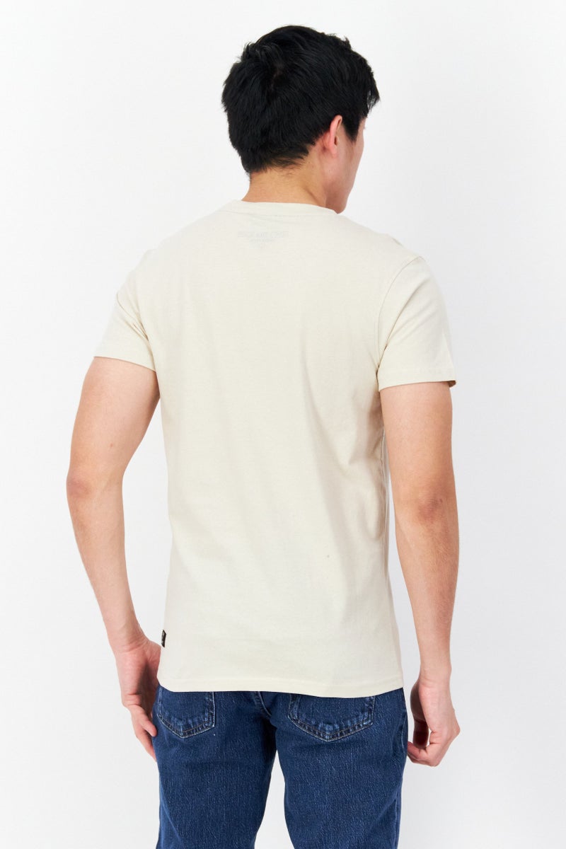 DUCK AND COVER Men Crew Neck Short Sleeve Printed Logo T-Shirts, Beige - Image 3