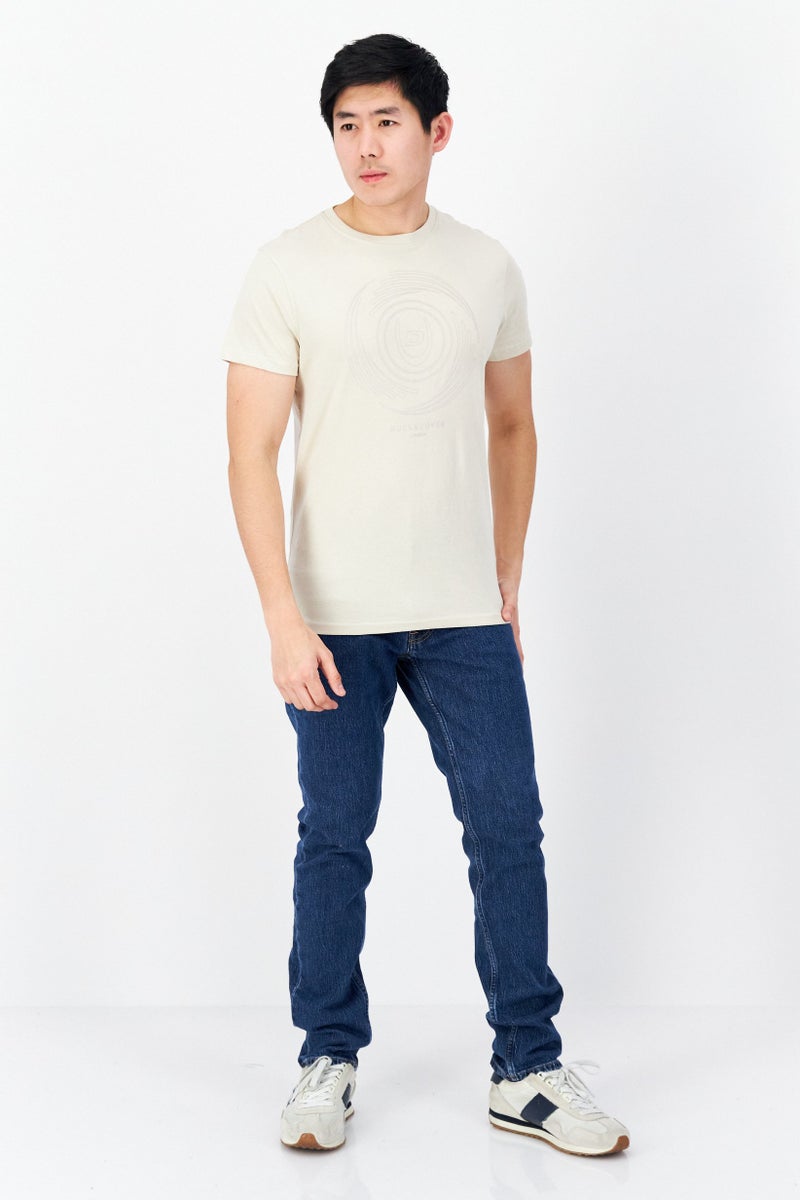 DUCK AND COVER Men Crew Neck Short Sleeve Printed Logo T-Shirts, Beige - Image 2