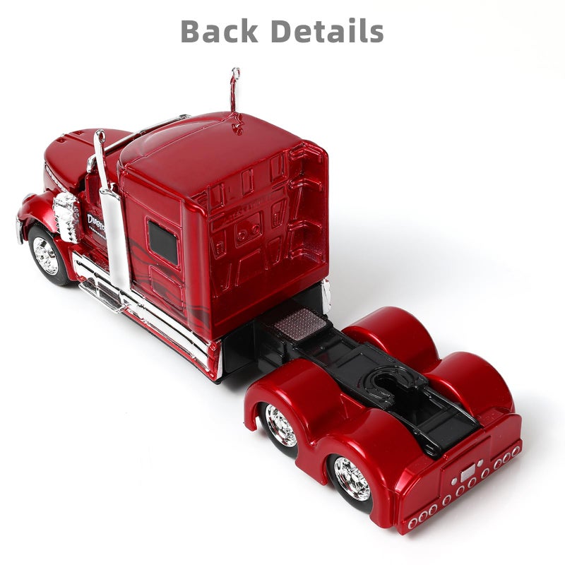 Risopen Semi Truck Toy, 1/64 Scale Alloy Metal Diecast Heavy Semi Truck Trailer Head Toy Model, International Lonestar Diecast Tow Traktor Gift for Boy Adult Model Car Collector -Red - Image 5