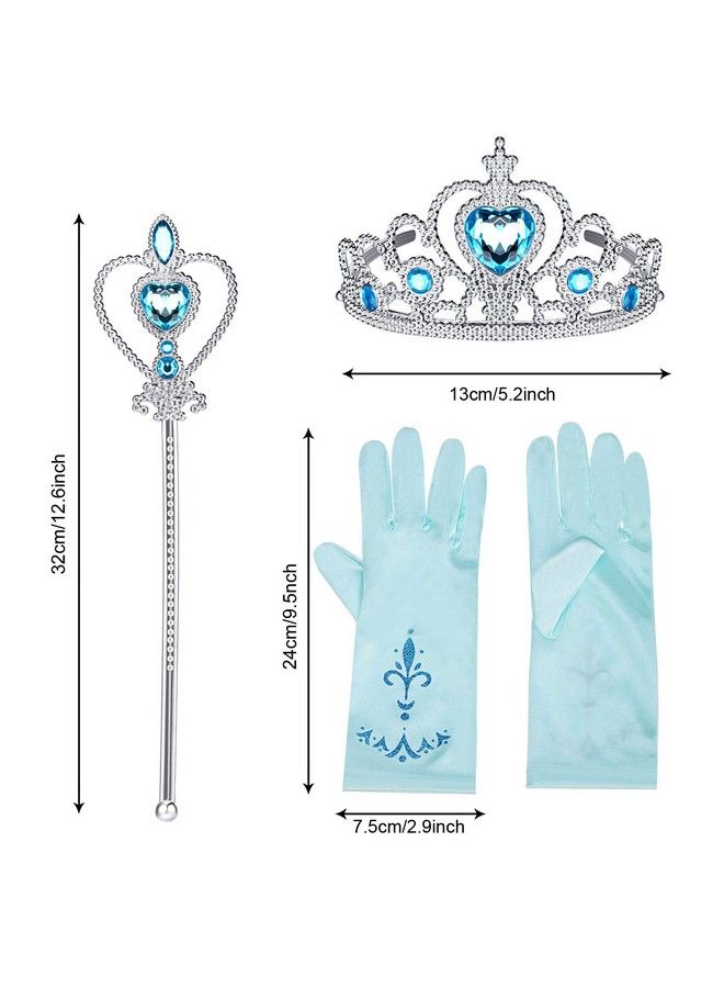 Satinior 4 Pieces Fur Princess Hooded Cape Cloaks Costume For Girls Princess Costumes Party Accessories (Height 47 Inch/ 120 Cm Blue) - Image 3