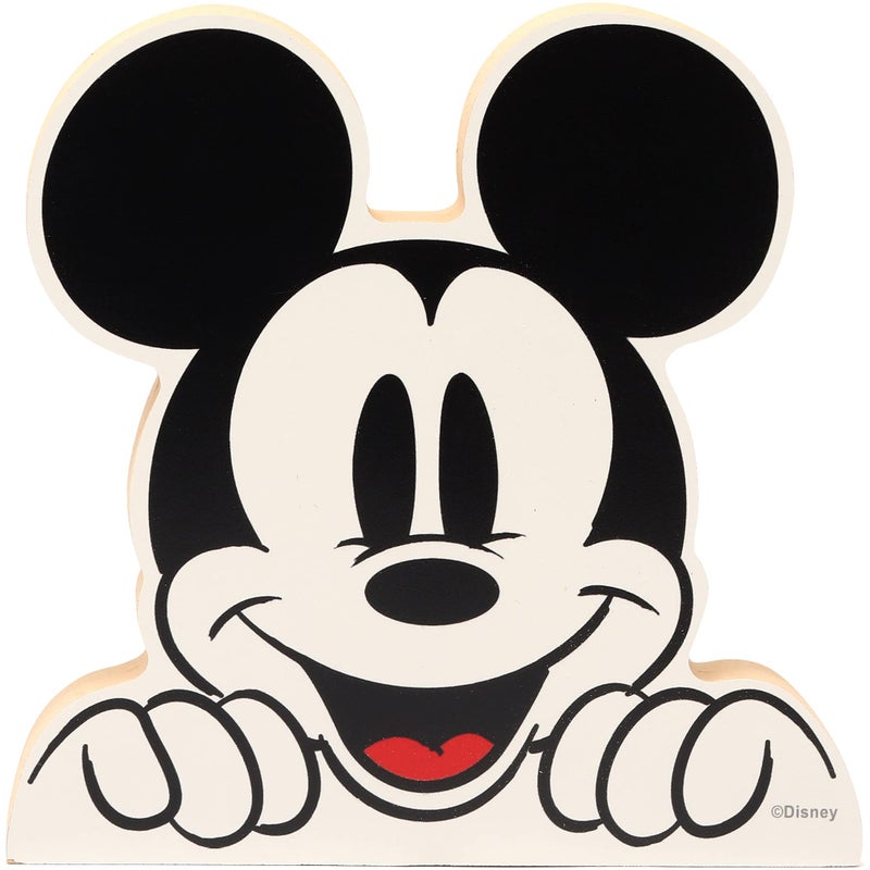 Disney Mickey Mouse Head Shelf Sitter Decor  Chunky Wood Block Cutout for Kids Bedroom Play Room or Office