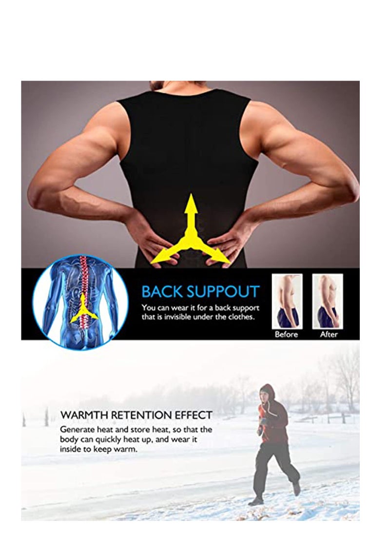 SYOSI - Sauna Heat Trapping Vest for Men, Weight Loss Sauna Suit, Sauna Shirt Workout Tank, Sweat Vest Zipper Sauna Jacket, Sauna Body Shaper Short Sleeve, Waist Trainer for Weight Loss - Image 1