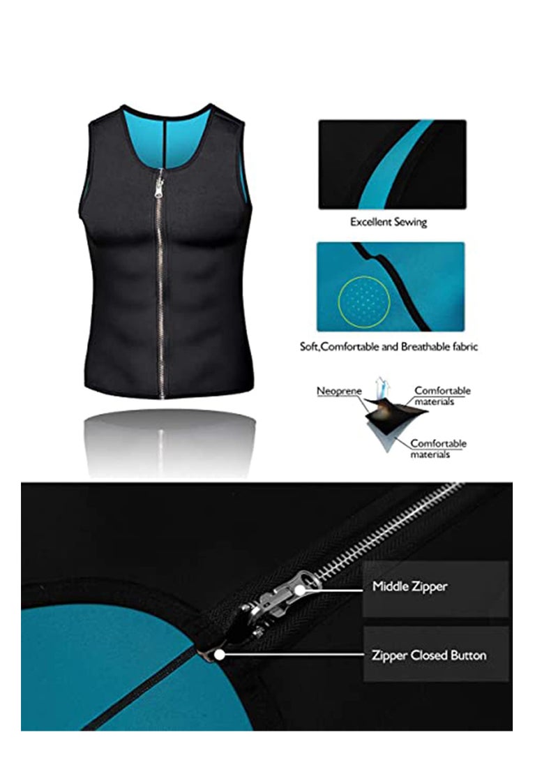 SYOSI - Sauna Heat Trapping Vest for Men, Weight Loss Sauna Suit, Sauna Shirt Workout Tank, Sweat Vest Zipper Sauna Jacket, Sauna Body Shaper Short Sleeve, Waist Trainer for Weight Loss - Image 1