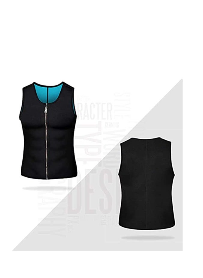 SYOSI - Sauna Heat Trapping Vest for Men, Weight Loss Sauna Suit, Sauna Shirt Workout Tank, Sweat Vest Zipper Sauna Jacket, Sauna Body Shaper Short Sleeve, Waist Trainer for Weight Loss - Image 1