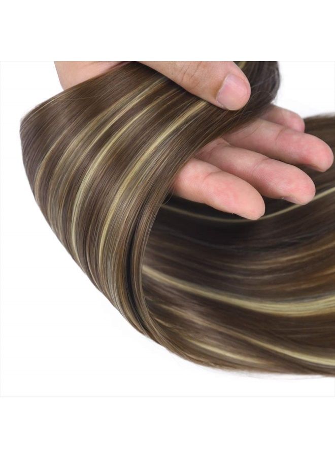 SEIKEA إكستنشن ذيل الحصان القابل للتثبيت للشعر المستقيم للنساء (28 بوصة، مزيج بني/ أشقر رمادي) - Image 5