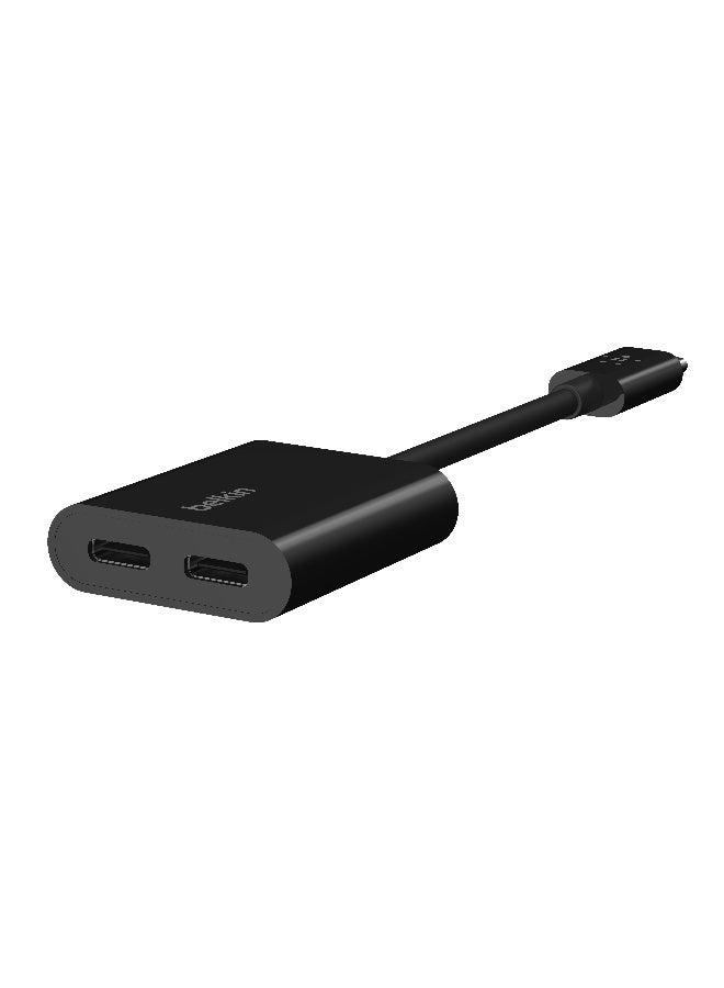 بيلكين محول وموزع سماعة رأس  من بيلكين بمنفذ USB-C (محول صوت + شحن)، شحن سريع بمنفذ USB-C وتقنية PD أسود - Image 3