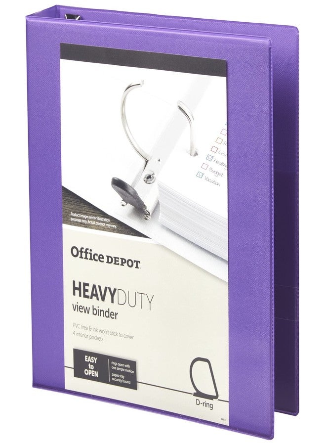 أوفيس ديبوت مجلد عرض حلقات D شديد التحمل من ماركة Office Depot®، حلقات مقاس 1 1/2 بوصة، 54% مواد معاد تدويرها، بنفسجي - Image 3