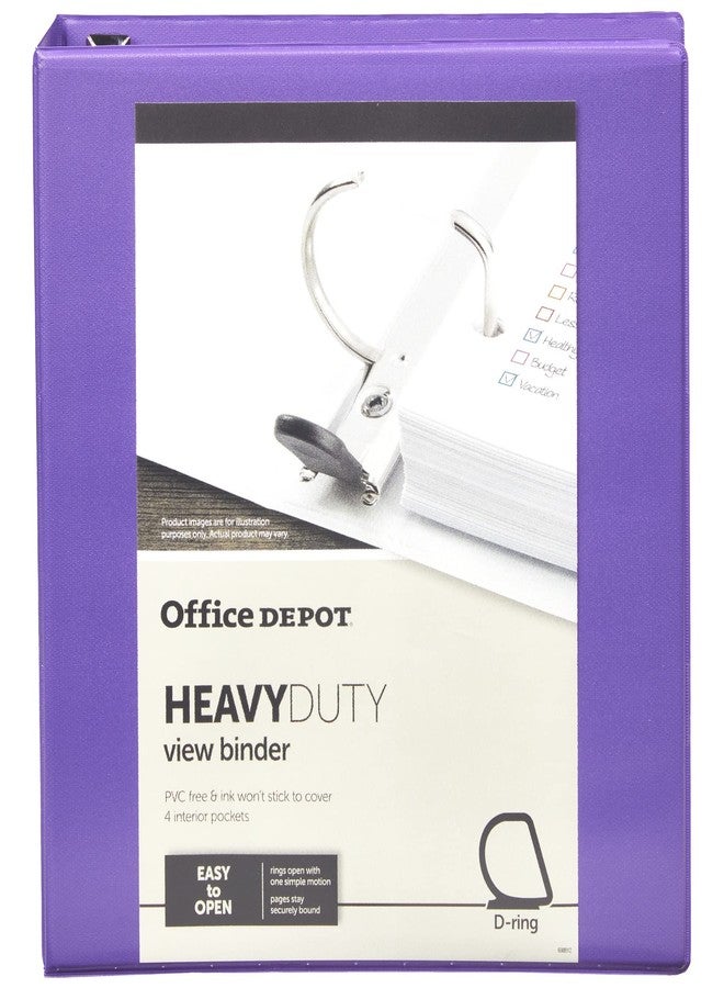 أوفيس ديبوت مجلد عرض حلقات D شديد التحمل من ماركة Office Depot®، حلقات مقاس 1 1/2 بوصة، 54% مواد معاد تدويرها، بنفسجي - Image 4