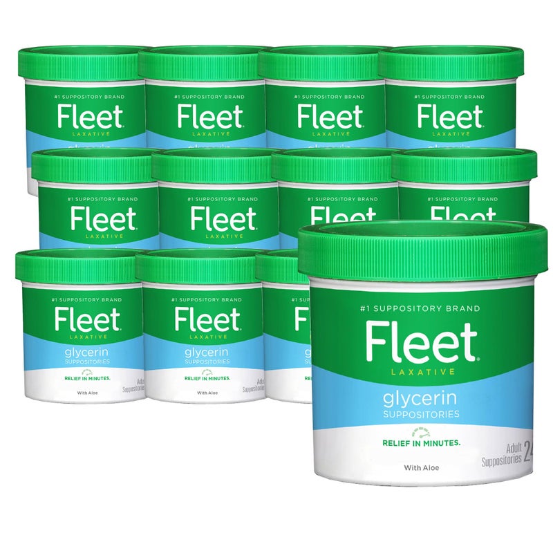 Fleet Laxatives, Laxative Glycerin Suppositories for Adult Constipation Relief, 24 Count, 12 Pack - Image 1