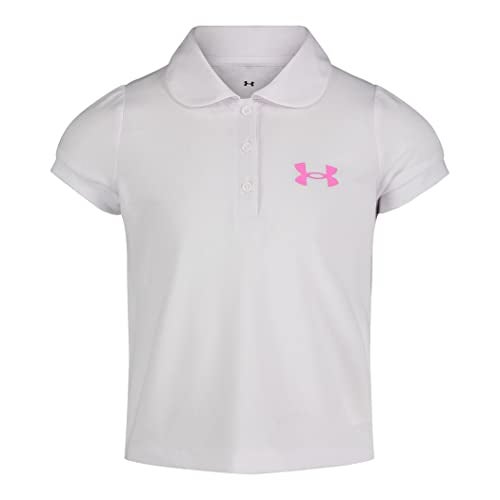 Under Armour Girls Short Sleeve Polo Collared Shirt, Chest Logo, Soft & Comfortable Fashion-t-Shirts, White, 5 US - Image 1