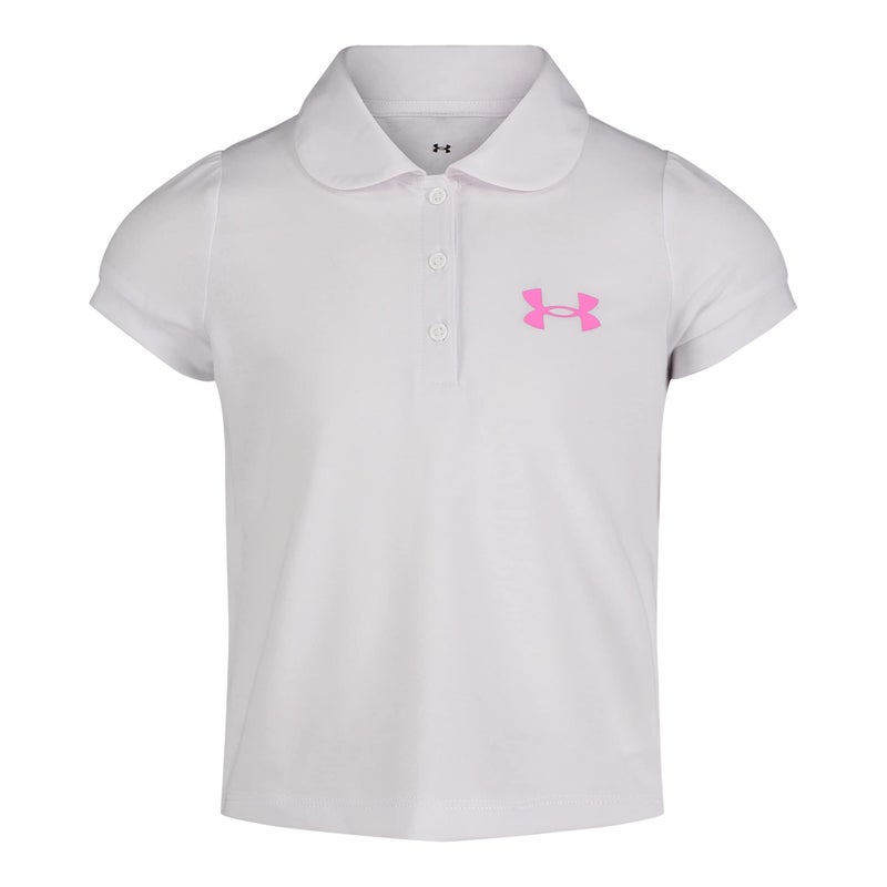 Under Armour Girls Short Sleeve Polo Collared Shirt, Chest Logo, Soft & Comfortable Fashion-t-Shirts, White, 5 US - Image 5