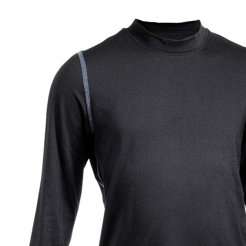 Terramar Boys Thermolator Climasense 4-Way Stretch Brushed Crew Hoodie Base-Layer-Tops, Black, 18 US - Image 2