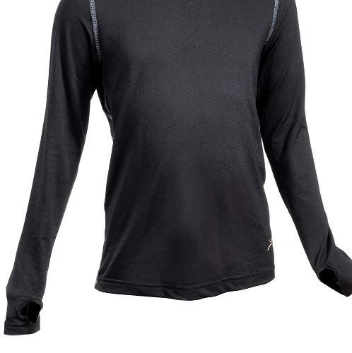 Terramar Boys Thermolator Climasense 4-Way Stretch Brushed Crew Hoodie Base-Layer-Tops, Black, 18 US - Image 3