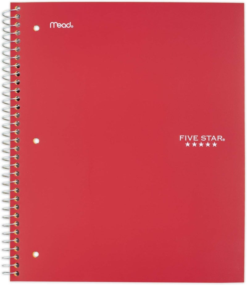 Five Star Spiral Notebook + Study App, 1 Subject, Wide Ruled Paper, 8" x 10-1/2", 100 Sheets, Fights Ink Bleed, Water Resistant Cover, Fire Red (72017) - Image 4