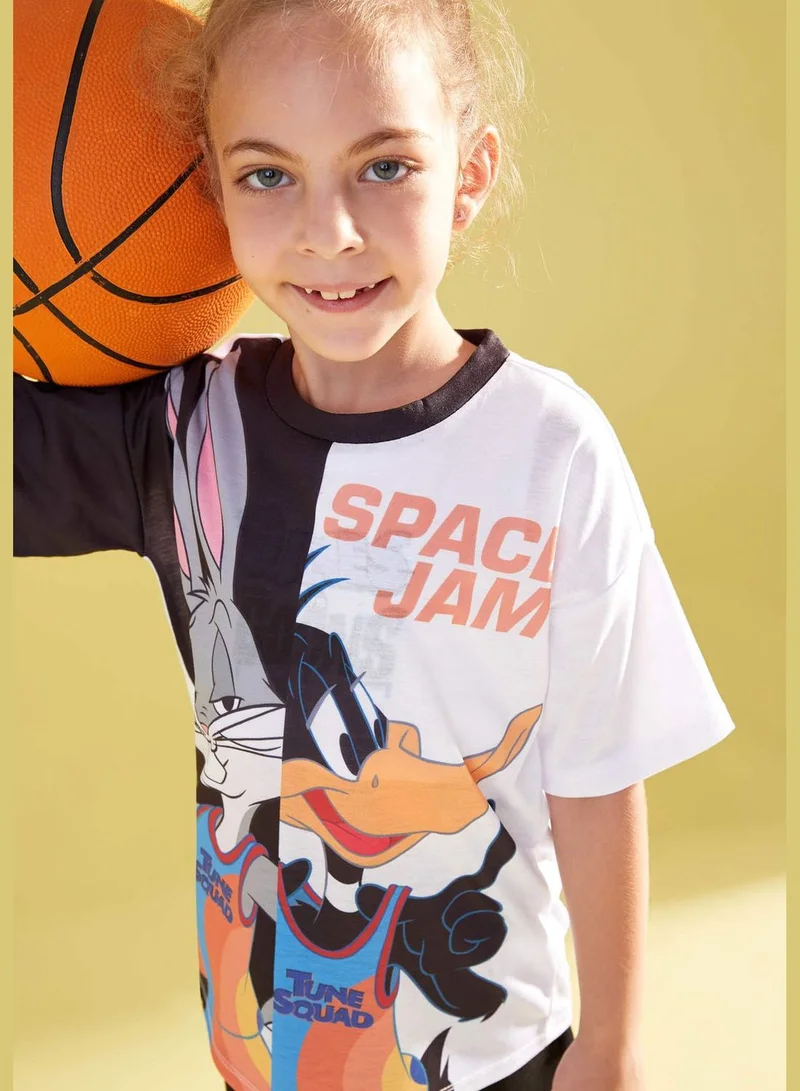 DeFacto Girl Space Jam Licenced Regular Fit Knitted Short Sleeve Body