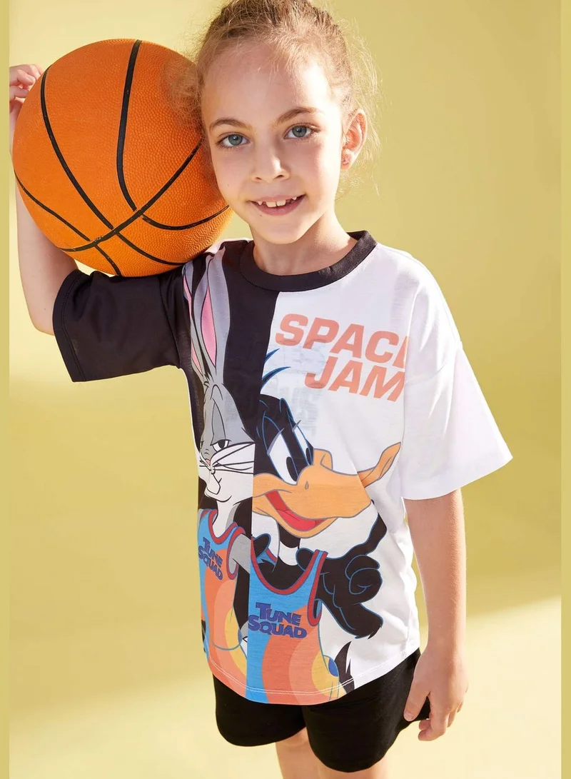 DeFacto Girl Space Jam Licenced Regular Fit Knitted Short Sleeve Body