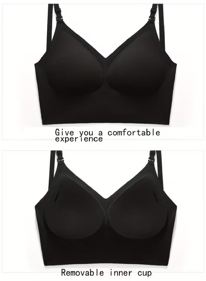 3 قطع حمالات صدر بدون درزات وبدون ظهر للنساء - تصميمات بأحزمة على شكل حرف X وU، حمالة صدر لاسلكية مع وسادات قابلة للإزالة، ملابس داخلية عالية الدعم للاستخدام اليومي والمناسبات الخاصة - كاكي، أبيض، وبيج - Image 4