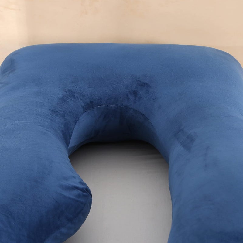 Elover 57 Inch Pregnancy Pillow for Sleeping,Extra Large U Shaped Body Pillow,Maternity Pillow for Pregnant Women with Removable (Velvet,DarkBlue) - Image 5