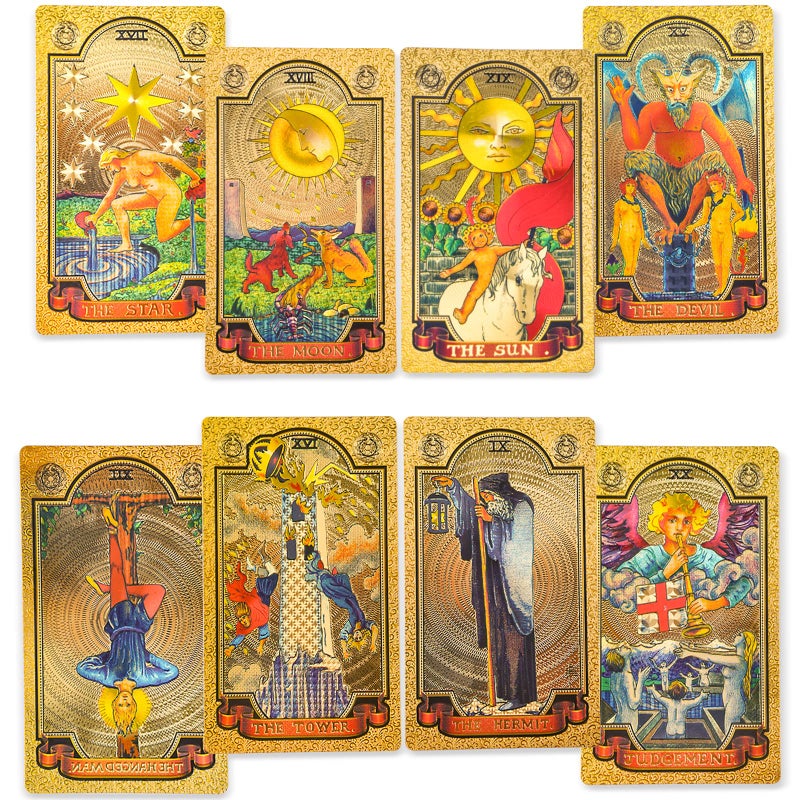 KIINO 78 Gold foil Tarot Cards with Guide Book Tarot Deck for Beginners and Professional Player with Box Tarot PVC Durable Waterproof Wrinkle Resistant - Image 4