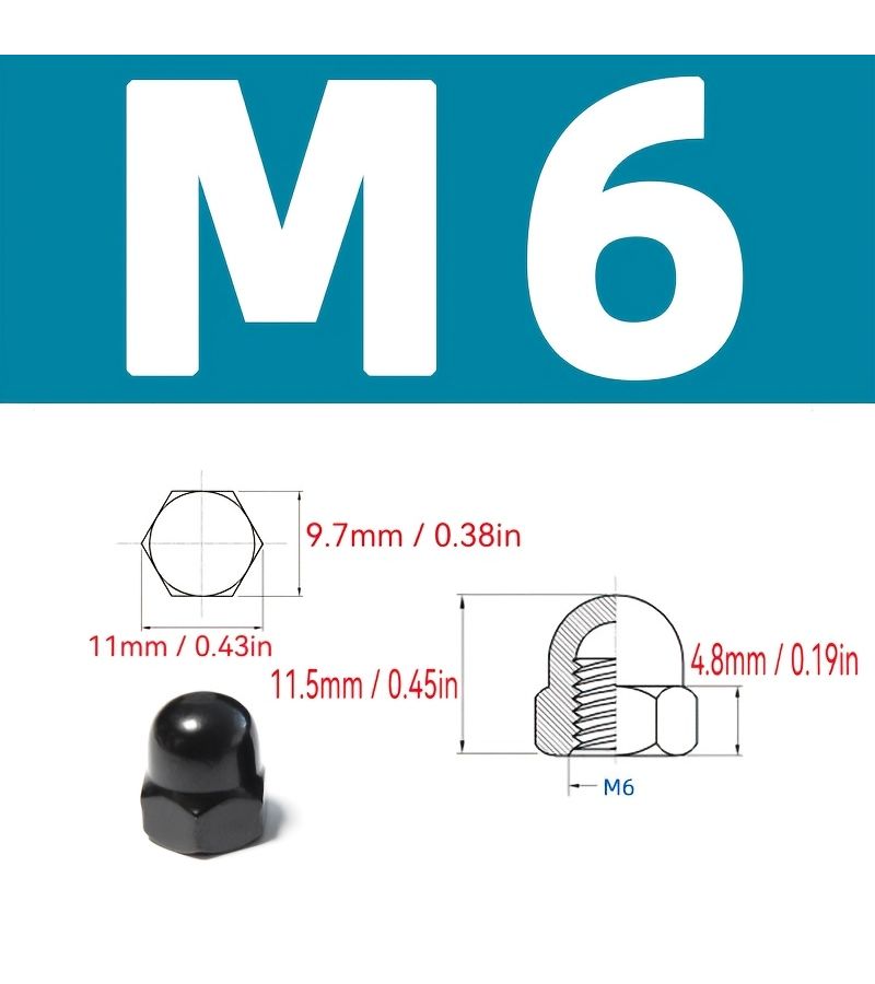 A2-70 Stainless Steel Hexagonal Cap Nuts M8 4pcs Black Decorative Covering Dome Nuts DIN1587 Compliant - Image 5