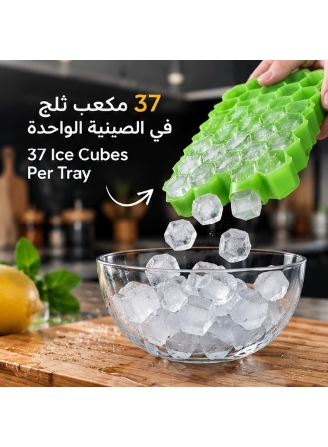 Honeycomb Silicone Ice Cube Tray – 37 Ice Cubes Per Tray – BPA-Free Food Grade Silicone – Flexible Easy Ice Release – Reusable Freezer Ice Mold - Image 2