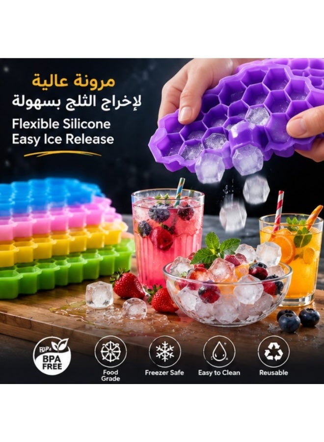 Honeycomb Silicone Ice Cube Tray – 37 Ice Cubes Per Tray – BPA-Free Food Grade Silicone – Flexible Easy Ice Release – Reusable Freezer Ice Mold - Image 4