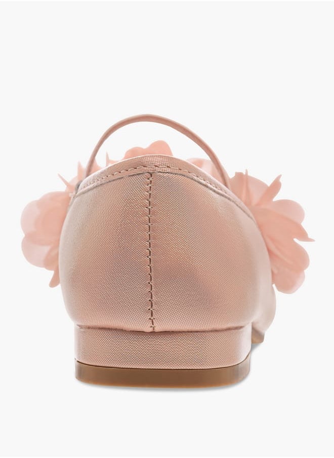 Flora Bella By Shoexpress Girls Flower Applique Ballerina Shoes with Elasticated Strap Ramadan Collection  - Image 4