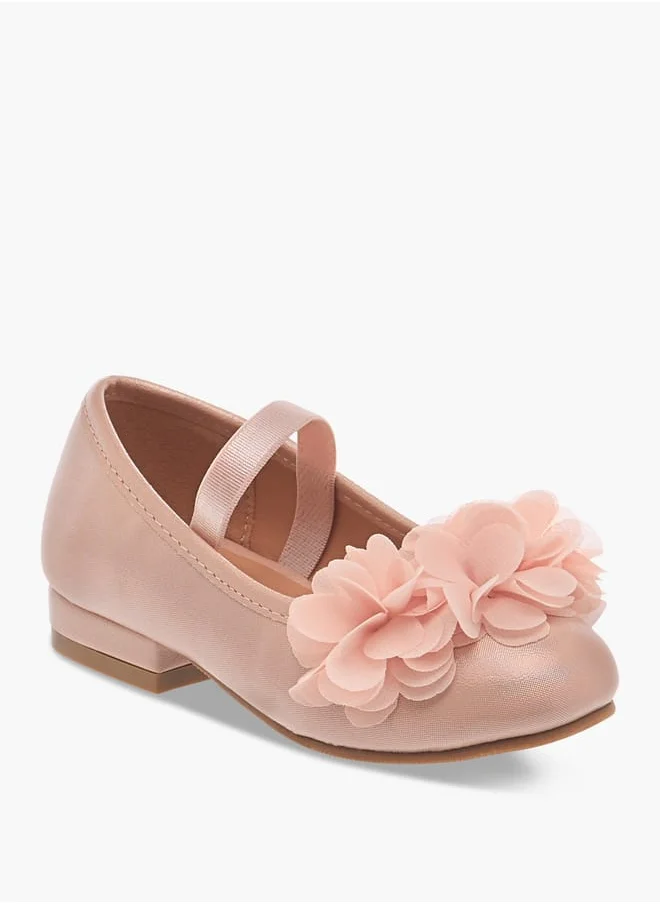 فلورا بيلا من شو إكسبرس Girls Flower Applique Ballerina Shoes with Elasticated Strap Ramadan Collection