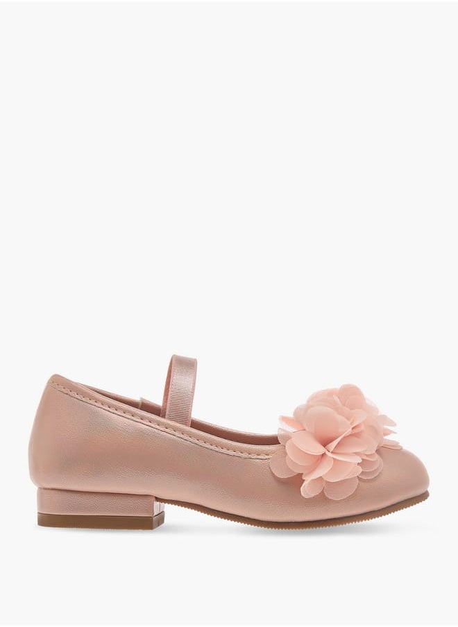 Flora Bella By Shoexpress Girls Flower Applique Ballerina Shoes with Elasticated Strap Ramadan Collection  - Image 3