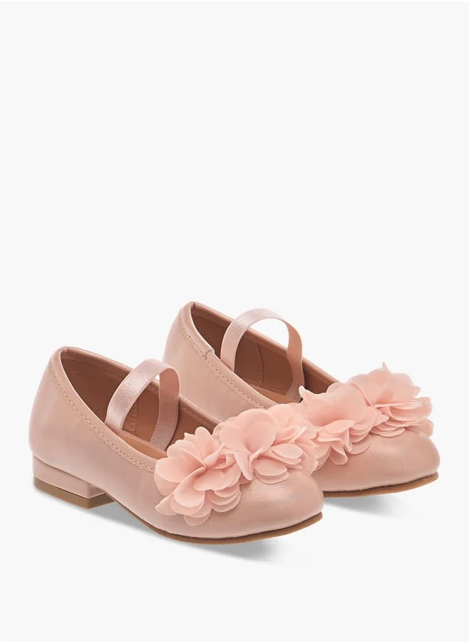 Flora Bella By Shoexpress Girls Flower Applique Ballerina Shoes with Elasticated Strap Ramadan Collection