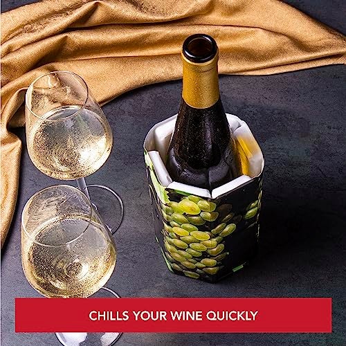 Vacu Vin Active Wine Cooler - Flexible Insulated Chiller For Standard Size Bottles - Keeps Drinks Refreshingly Cold - Durable & Easy To Use - Premium Design For Any Occasions, Wine Grapes Print - Image 2