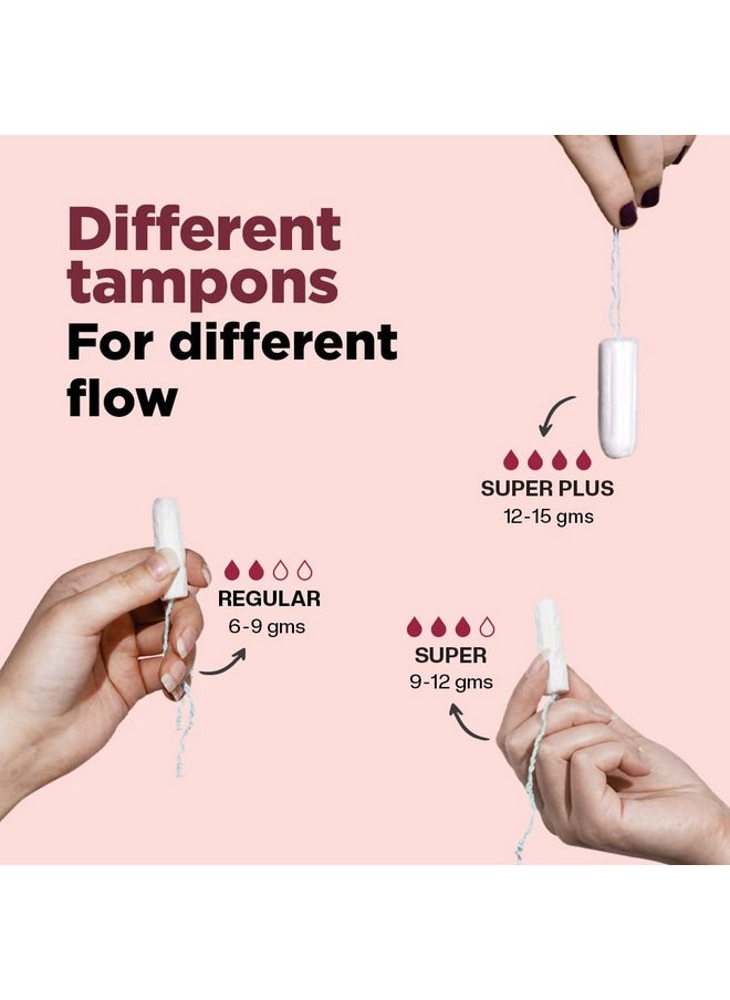 PEESAFE - Pee Safe 100% Organic Cotton Tampons Super Plus (Pack Of 16) For Heavy Flow | Comfortable & Stain-Free Experience | Ultra Soft & Highly Absorbent | Rash & Irritation Free | Skin Friendly | Fda Approved | Pack Of 16 - Image 1