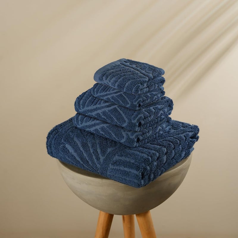 MUSA Banana Towels Set of 5-1 Bath Towel | 2 Hand Towels | 2 Face Towels with Free Bag | 400 GSM Terry Towels for Bath Large Size | Towel for Men, Women (Midnight Blue) - Image 5