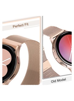 Y&D 2 Packs No Gap Metal Bands Compatible with Samsung Galaxy Watch 4 Band 40mm 44mm/ for Classic 42mm 44mm, Milanese Loop Stainless Steel Magnetic Strap Men Women, RGold/RPink  - Image 4