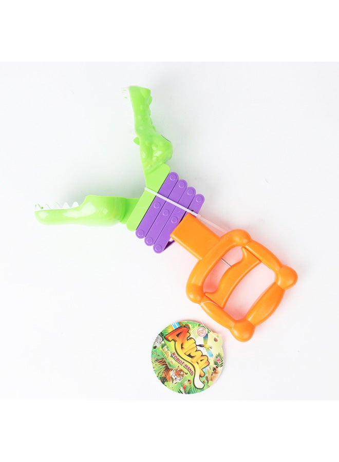 Children's Mechanical Arm Toy Clip Crab Claw Crocodile Pliers Short Crab Clip Telescopic Hand Pull Clip Animal Clip-Color:Telescopic Crocodile Head Manipulator - Image 1